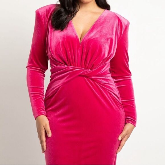 Eloquii Knot front Velvet Maxi Dress NWT - Picture 3 of 7